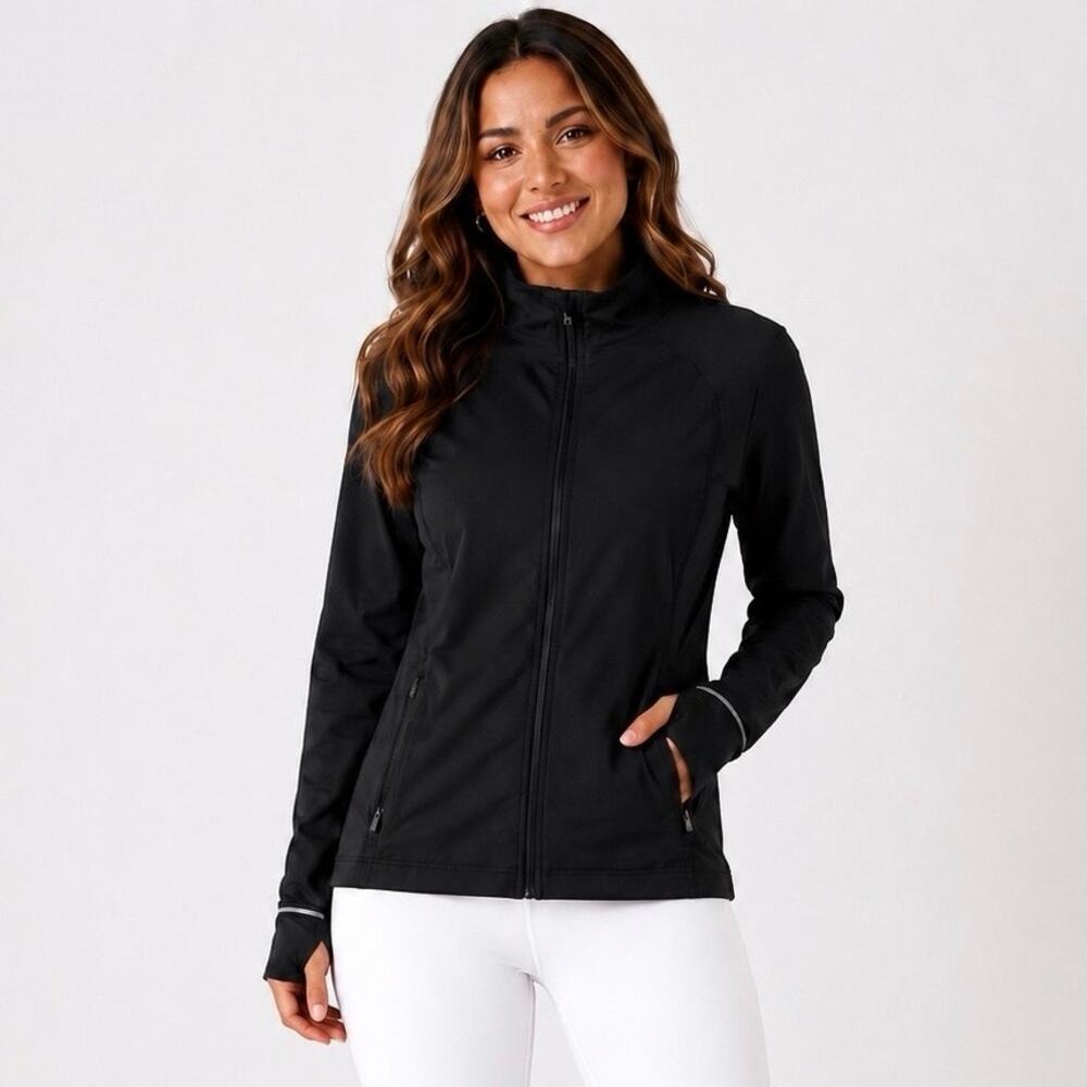 Victoria’s Secret Sport Full Zip Jacket Thumbholes Pockets Women’s S Black top